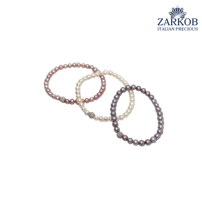 Bracciale Elastico Perle FW e Sfera Diamantata