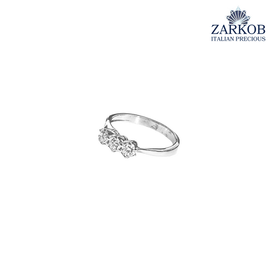 Anello Trilogy in Oro Bianco gr. 4,00 e Diamanti Naturali ct. 0,60