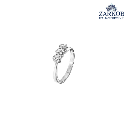 Anello Trilogy in Oro Bianco gr. 4,20 e Diamanti Naturali ct. 0,90