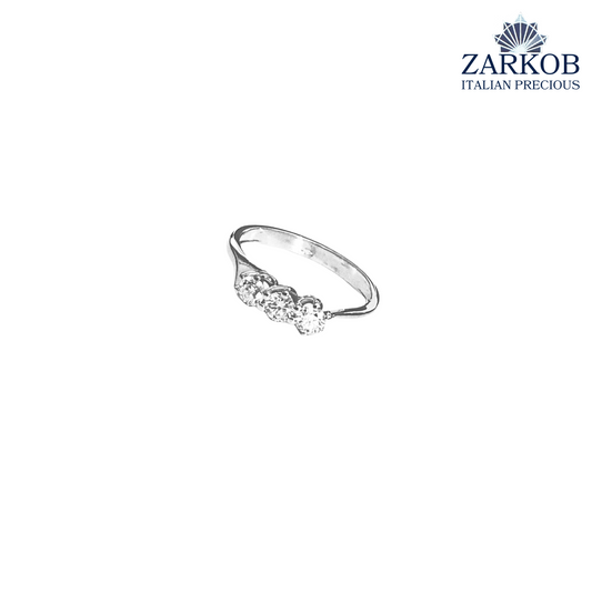 Anello Trilogy in Oro Bianco gr. 3,30 e Diamanti Naturali ct. 0,30