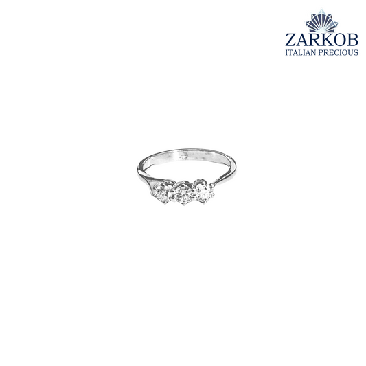 Anello Trilogy in Oro Bianco gr. 3,00 e Diamanti Naturali ct. 0,15