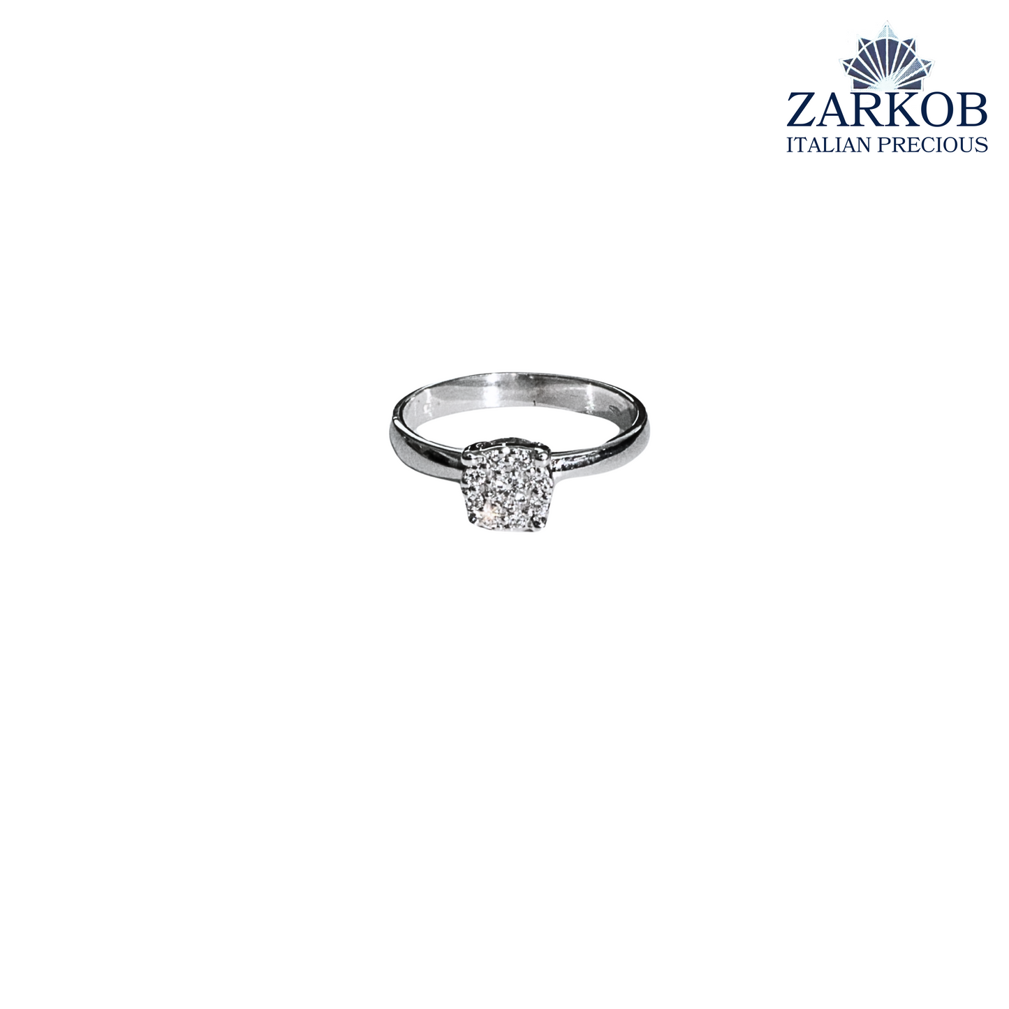 Anello Solitario in Oro Bianco gr. 3,00 e Diamanti Naturali ct. 0,15