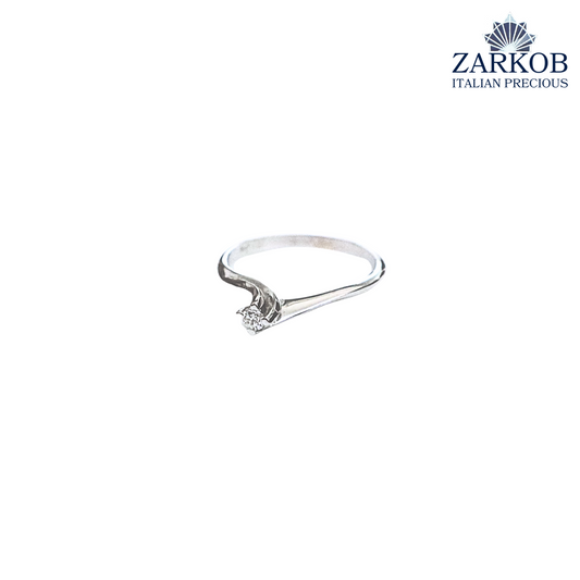 Anello Solitario a 4 Griffe in Oro Bianco gr. 2,30 e Diamanti Naturali ct. 0,10