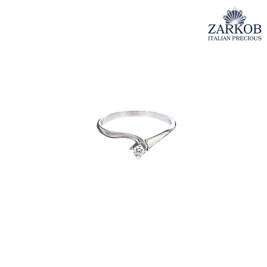 Anello Solitario a 4 Griffe in Oro Bianco gr. 1,60 e Diamanti Naturali ct. 0,05
