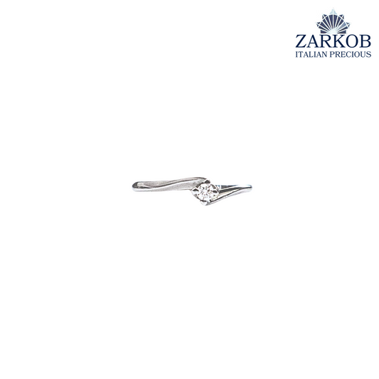 Anello Solitario a 4 Griffe in Oro Bianco gr. 4,50 e Diamanti Naturali ct. 0,25