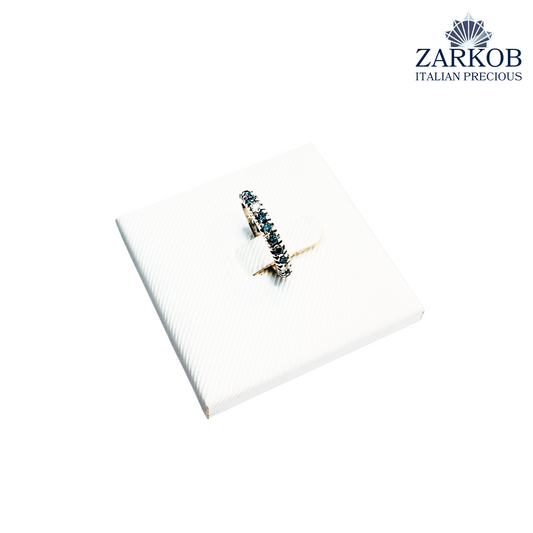 Anello Fedina A Giro in Oro Bianco gr 3,60 e Diamanti Blu ct.0,90 e Diamanti Bianchi ct.0,16