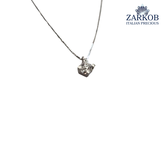 Collana Punto Luce in Oro Bianco 2,20 gr con Diamante Naturale 0,17 ct