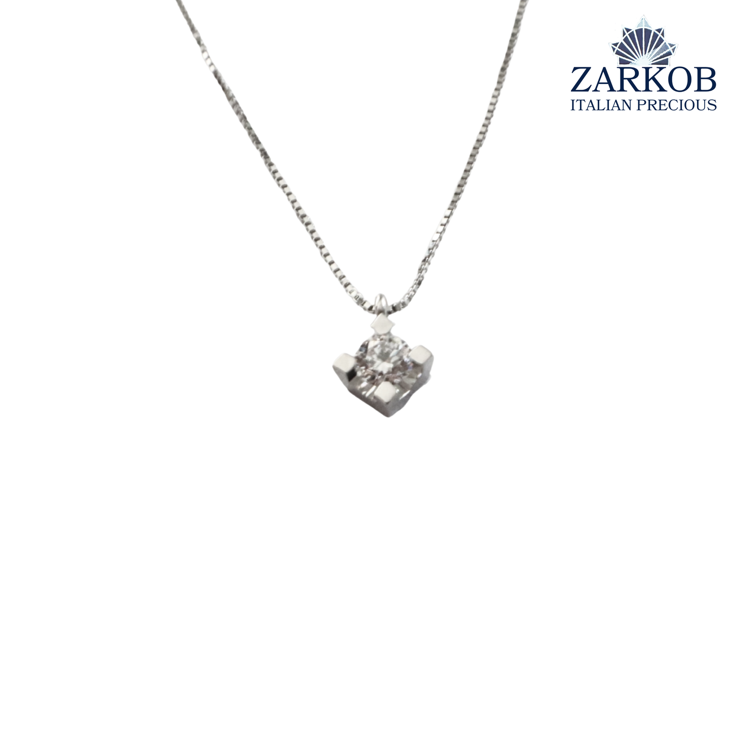 Collana Punto Luce in Oro Bianco 2,60 gr con Diamante Naturale 0,25 ct