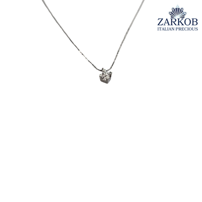 Collana Punto Luce in Oro Bianco 3,20 gr con Diamante Naturale 0,50 ct