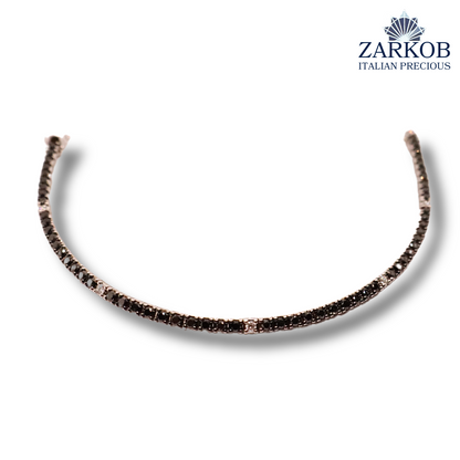 Bracciale Tennis Oro Bianco 13,5 gr e Diamanti Neri 3,84 ct alternati Diamanti Bianchi 0,35 ct