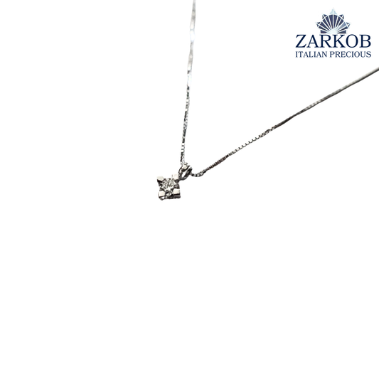Collana Punto Luce in Oro Bianco 2,00 gr con Diamante Naturale 0,15 ct