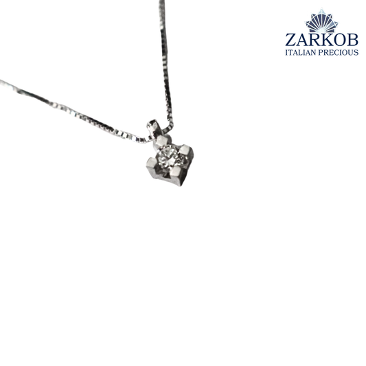 Collana Punto Luce in Oro Bianco 2,40 gr con Diamante Naturale 0,20 ct