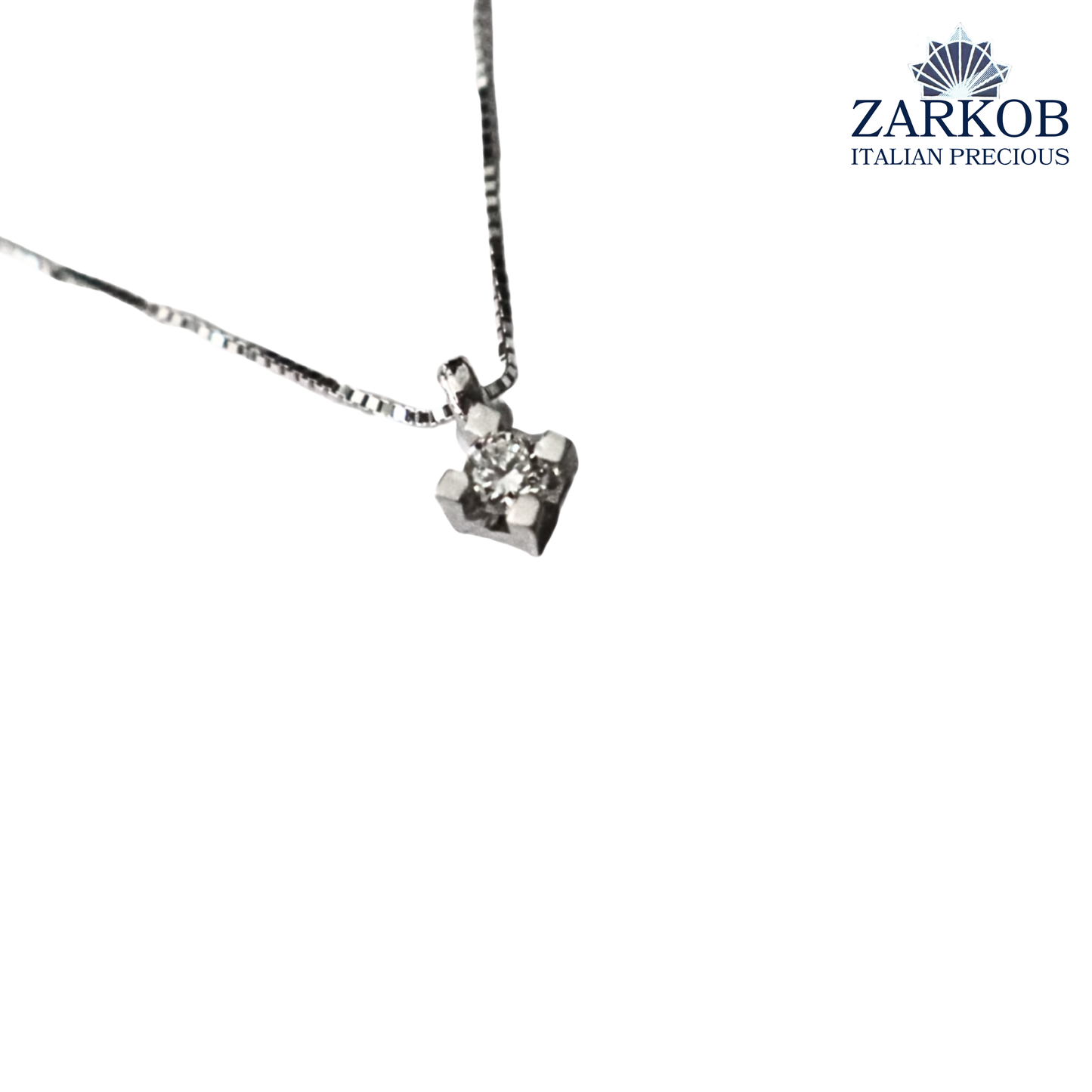Collana Punto Luce in Oro Bianco 3,20 gr con Diamante Naturale 0,50 ct