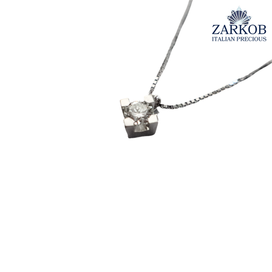 Collana Punto Luce in Oro Bianco 2,90 gr con Diamante Naturale 0,40 ct