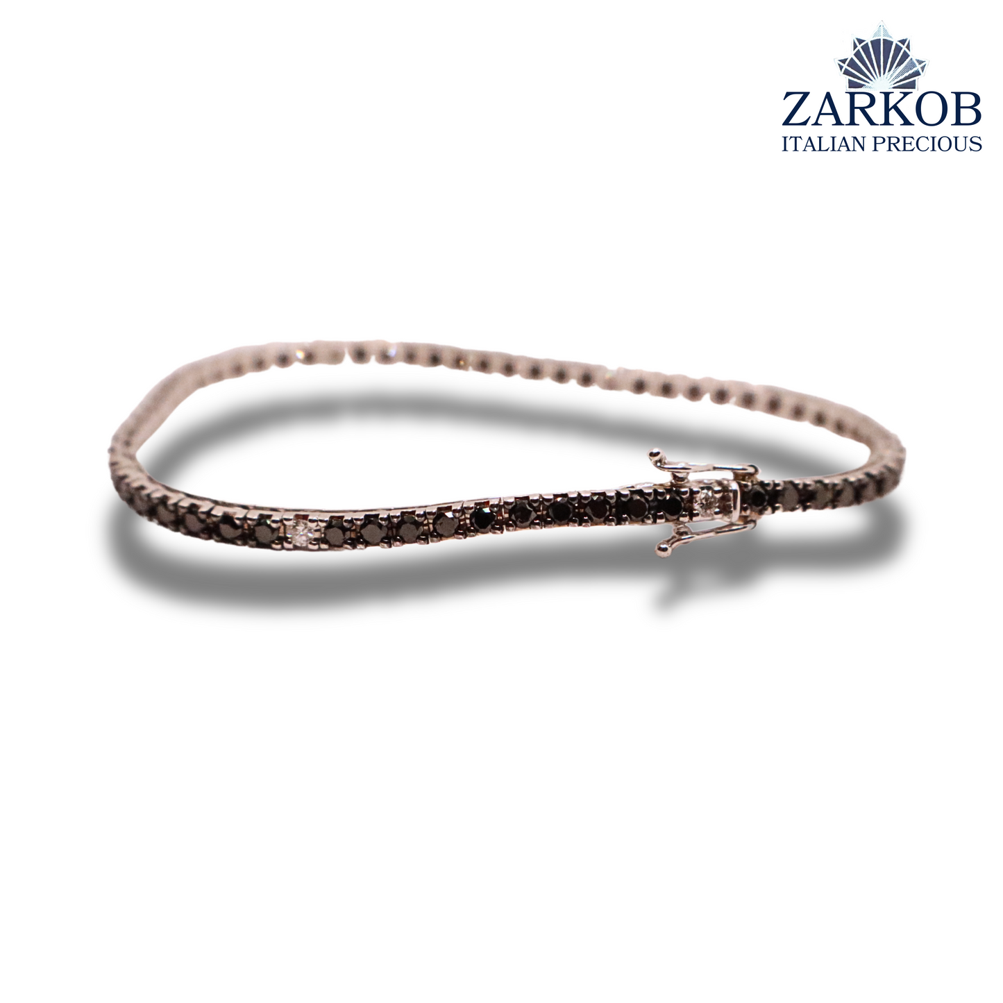 Bracciale Tennis Oro Bianco 13,5 gr e Diamanti Neri 3,84 ct alternati Diamanti Bianchi 0,35 ct