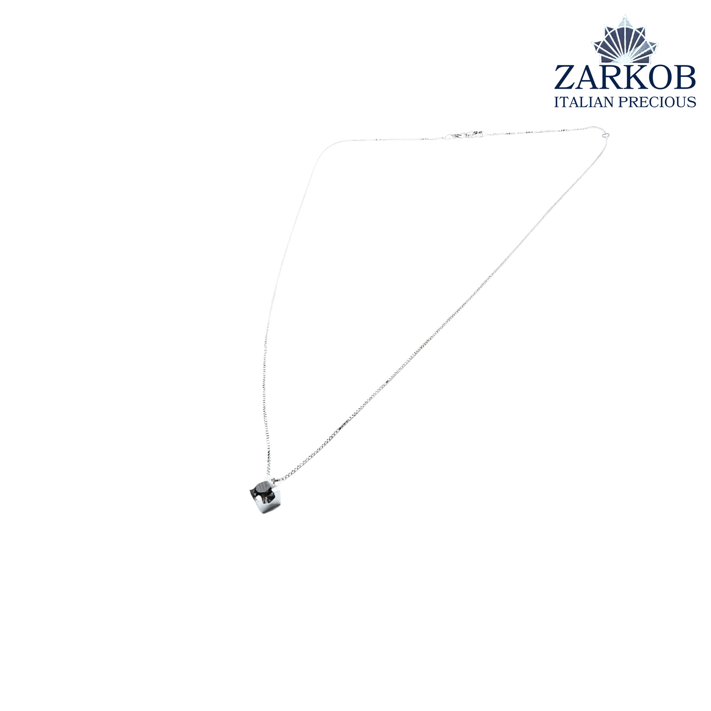 Collana Punto Luce in Oro Bianco 2,9 gr con Diamante Nero Naturale 0,40 ct