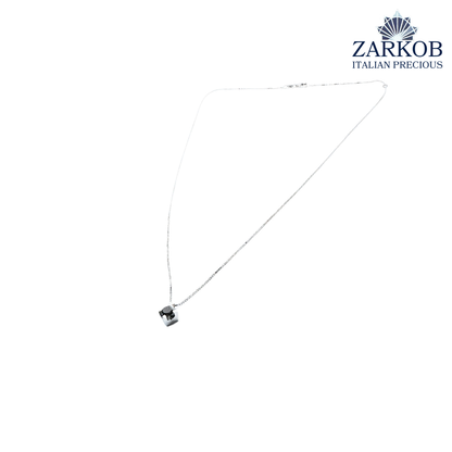 Collana Punto Luce in Oro Bianco 1,8 gr con Diamante Nero Naturale 0,10 ct