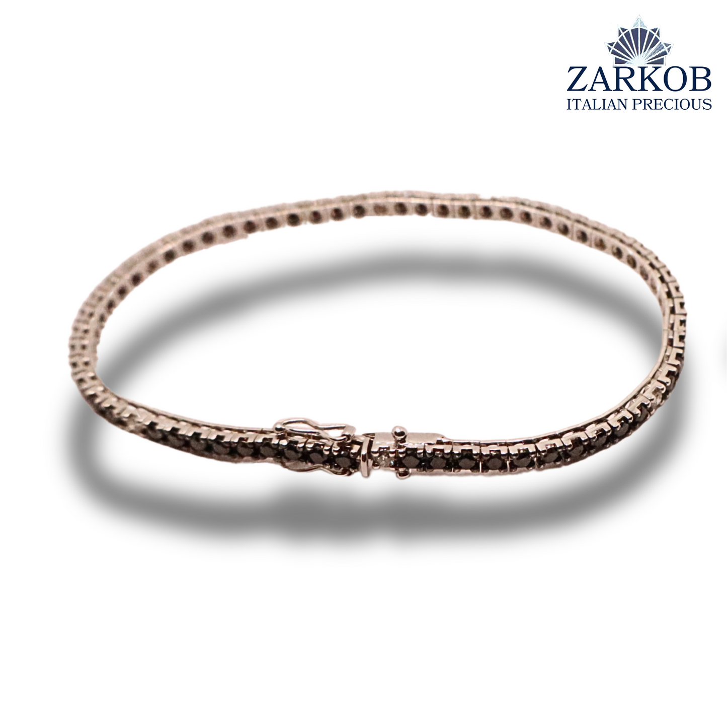 Bracciale Tennis Oro Bianco 13,5 gr e Diamanti Neri 3,84 ct alternati Diamanti Bianchi 0,35 ct