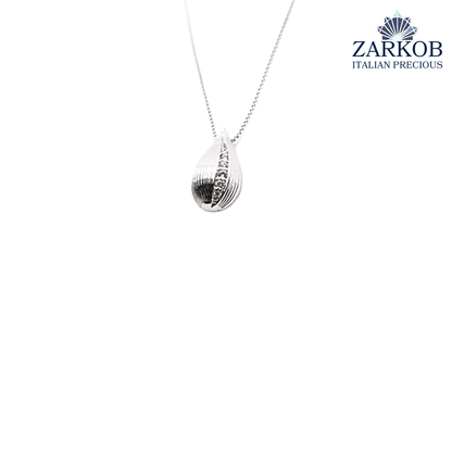 Collana Goccia Rigata Oro Bianco gr 2,70 e Diamanti Bianchi Naturali 0,05 ct.
