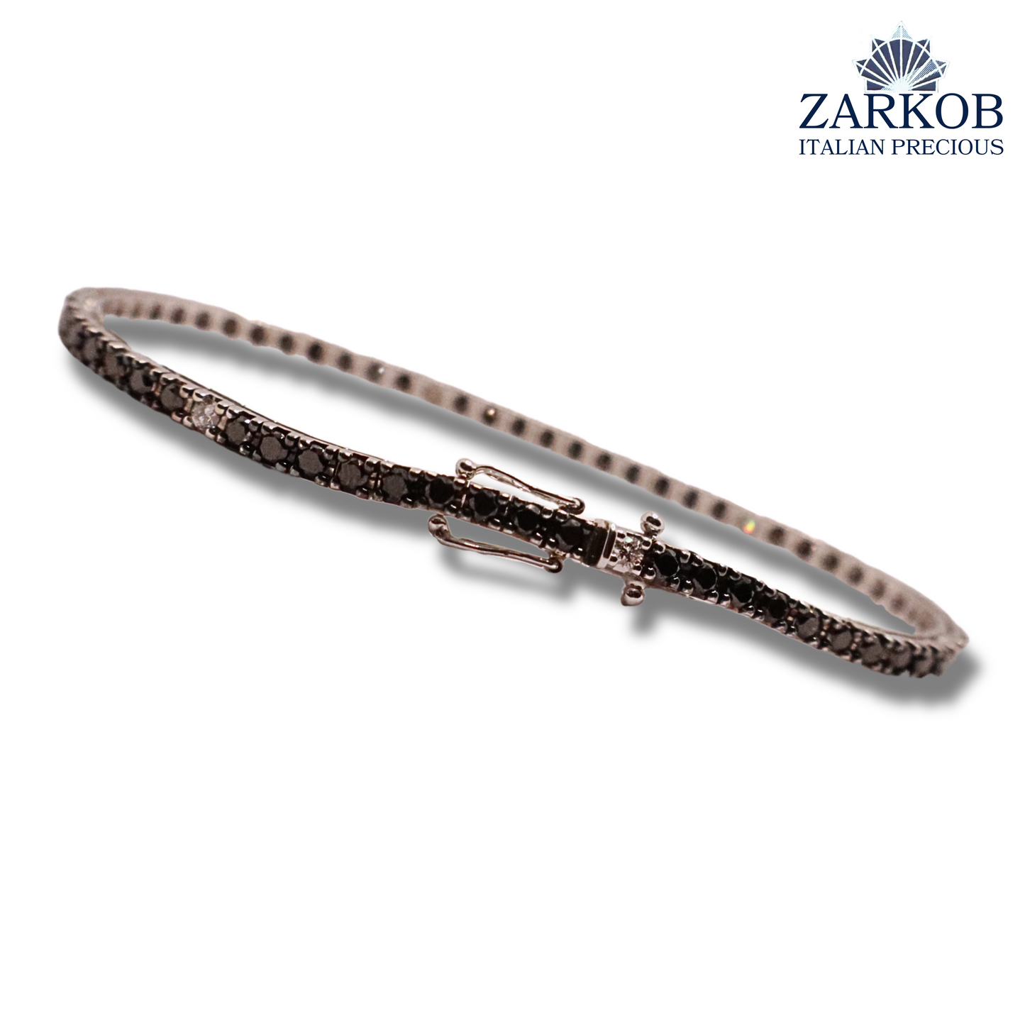 Bracciale Tennis Oro Bianco 13,5 gr e Diamanti Neri 3,84 ct alternati Diamanti Bianchi 0,35 ct