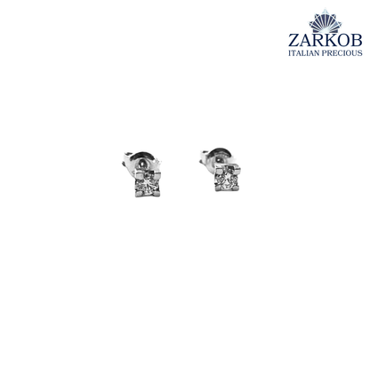 Orecchini Punto Luce Oro Bianco gr. 1,3 e Diamanti Naturali ct. 0,10