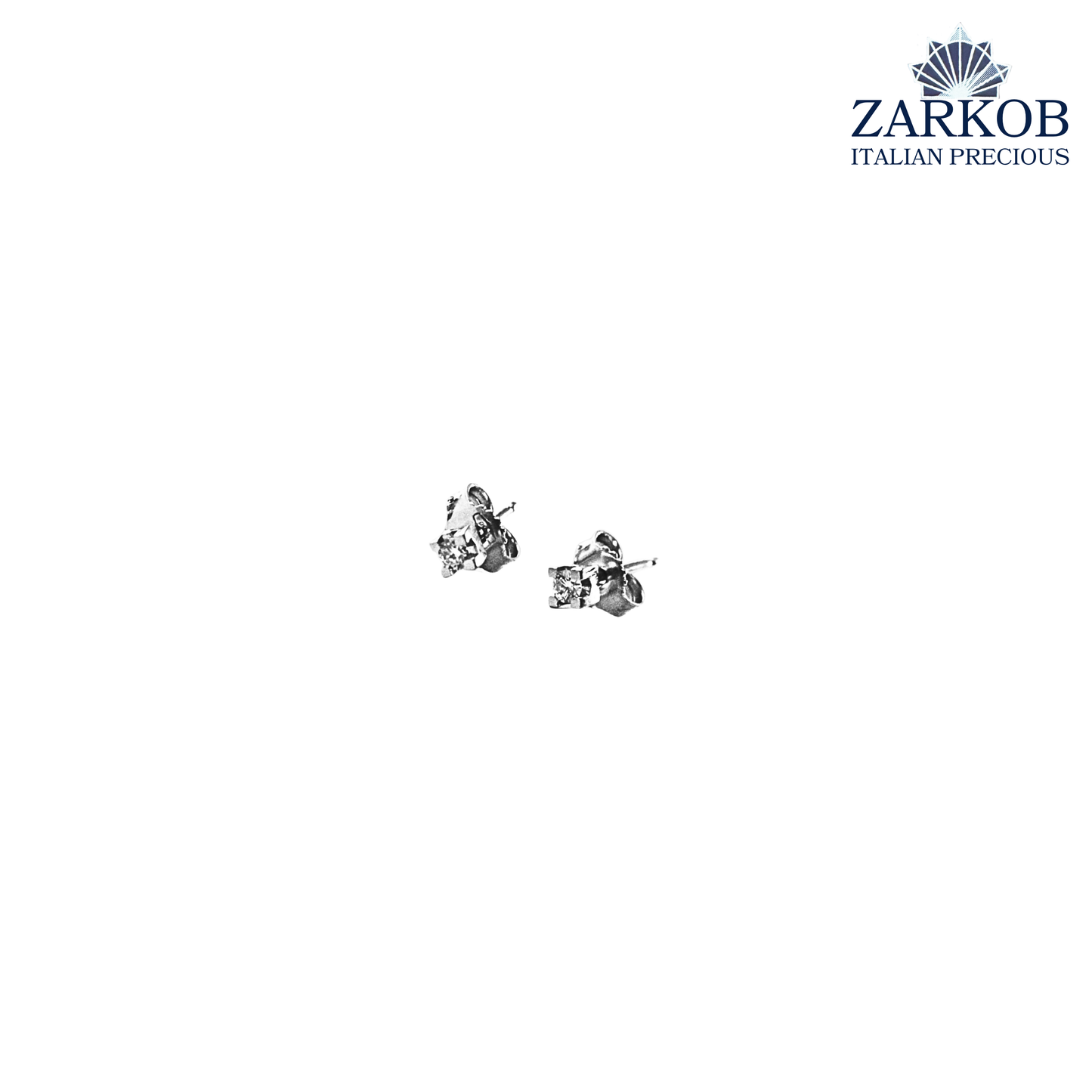 Orecchini Punto Luce Oro Bianco gr. 1,3 e Diamanti Naturali ct. 0,12
