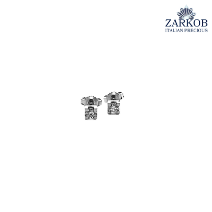 Orecchini Punto Luce Oro Bianco gr. 1,5 e Diamanti Naturali ct. 0,14
