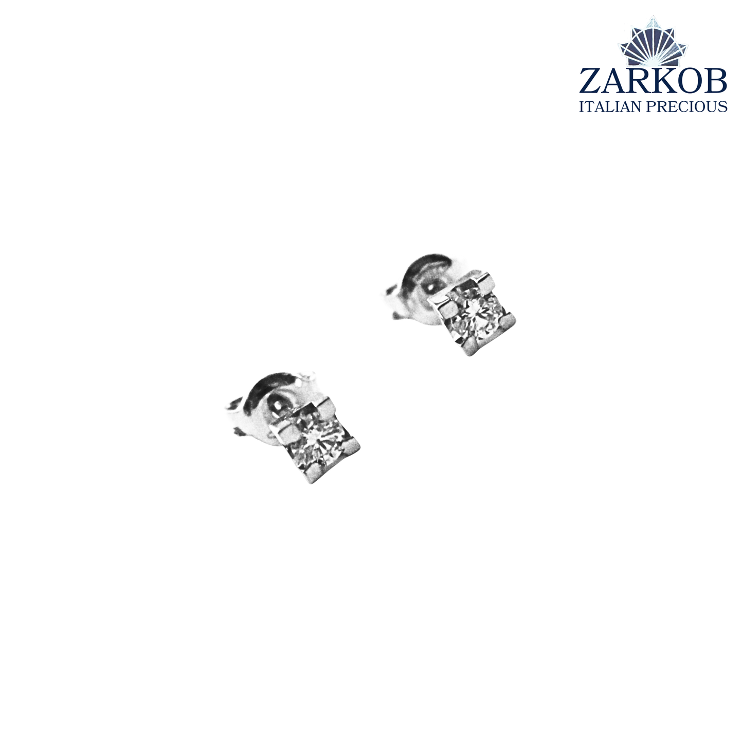 Orecchini Punto Luce Oro Bianco gr. 1,3 e Diamanti Naturali ct. 0,12