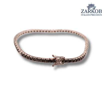Bracciale Tennis Oro Bianco 13,5 gr e Diamanti Neri 3,84 ct alternati Diamanti Bianchi 0,35 ct