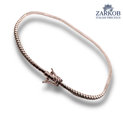 Bracciale Tennis Oro Bianco 6,25 gr e Diamanti Neri 1,85ct Castone a filo