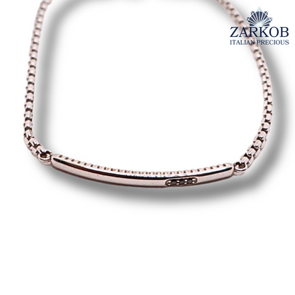 Bracciale Targa Oro Bianco 4,4 gr con Diamanti Neri Naturali ct 0,03