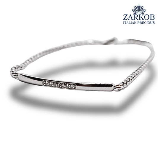 Bracciale Targa Oro Bianco gr 4,20 con Diamanti Bianchi Naturali 0,07 ct.