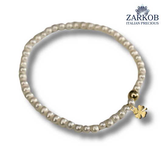 Bracciale Perle FW Quadrifoglio Oro 750 Elasticizzato