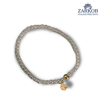 Bracciale Perle FW Quadrifoglio Oro 750 Elasticizzato