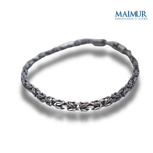 Bracciale Uomo in Argento Rodiato Maglia Bizantina Mic