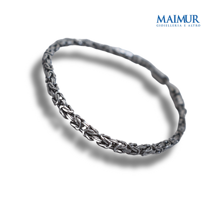 Bracciale Uomo in Argento Rodiato Maglia Bizantina Mic