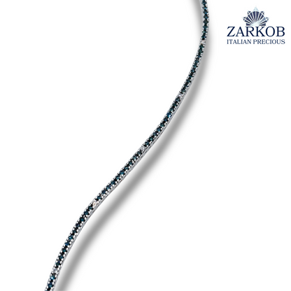 Bracciale Tennis in Oro Bianco con Diamanti Blu 1,54 ct. e Bianchi 0,16 ct.