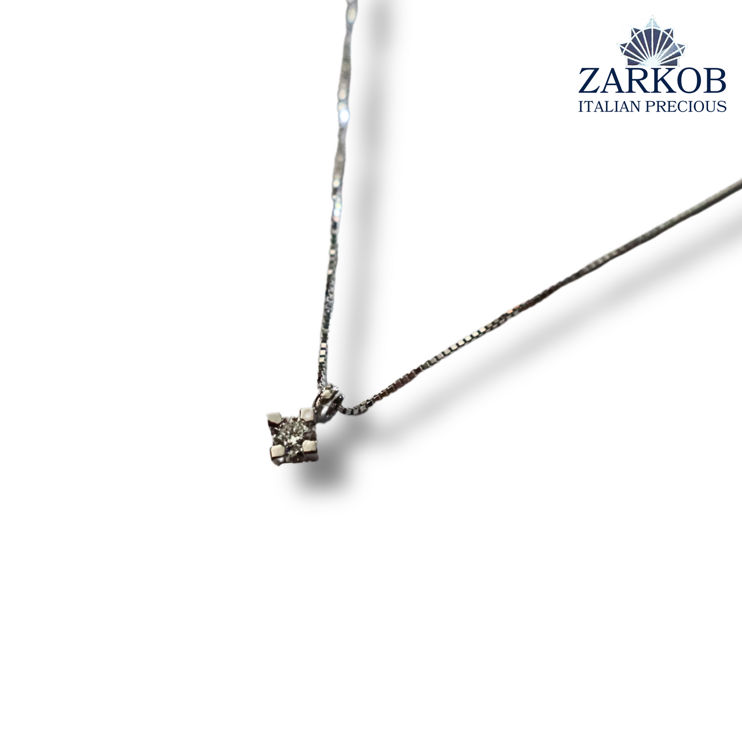 Collana Punto Luce in Oro Bianco 1,65 gr con Diamante Naturale 0,07 ct