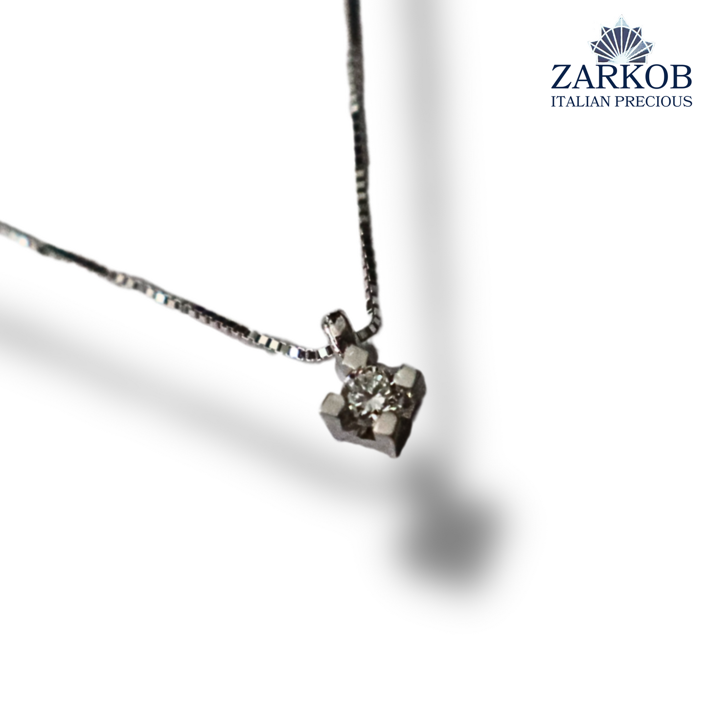 Collana Punto Luce in Oro Bianco 1,65 gr con Diamante Naturale 0,07 ct