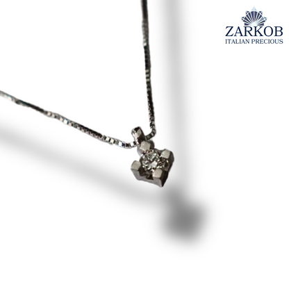 Collana Punto Luce in Oro Bianco 1,65 gr con Diamante Naturale 0,07 ct