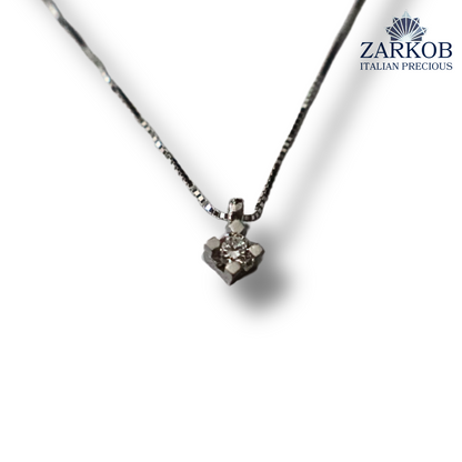 Collana Punto Luce in Oro Bianco 1,65 gr con Diamante Naturale 0,07 ct
