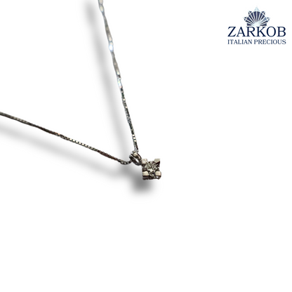 Collana Punto Luce in Oro Bianco 1,65 gr con Diamante Naturale 0,07 ct