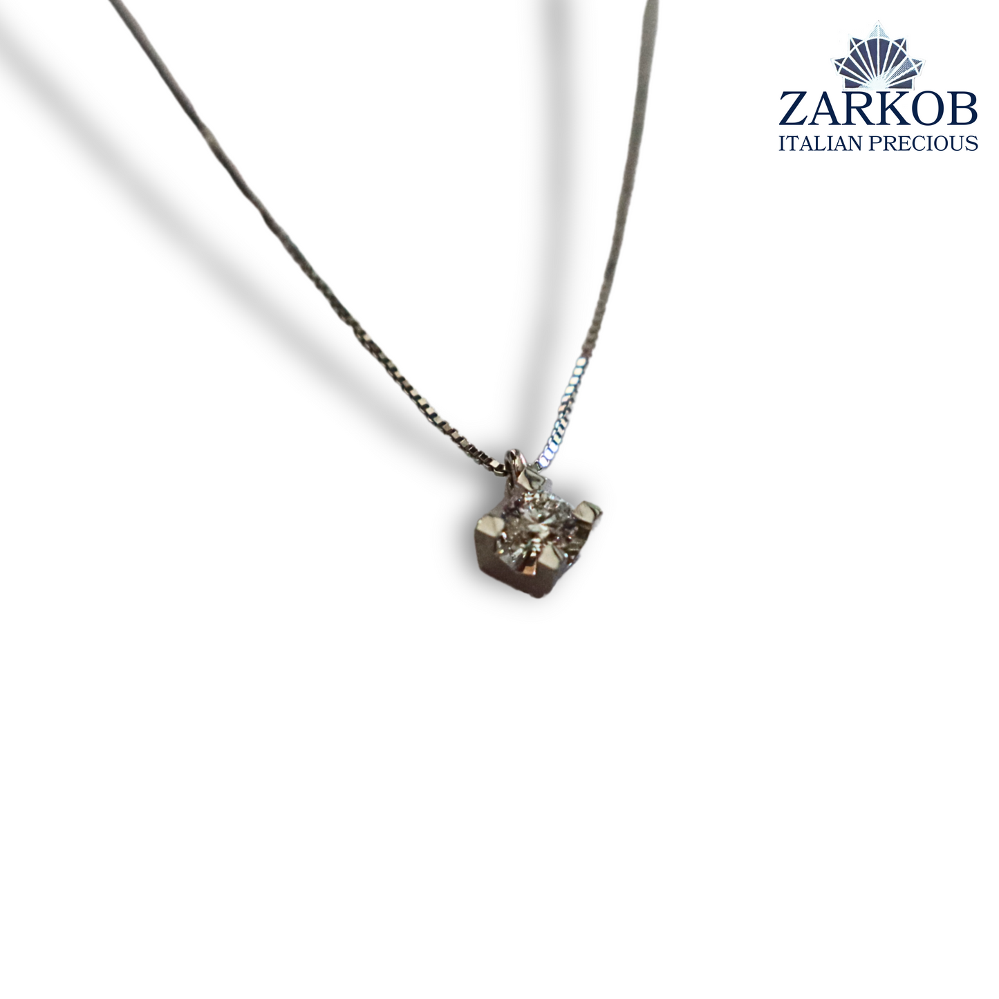 Collana Punto Luce in Oro Bianco 2,00 gr con Diamante Naturale 0,15 ct
