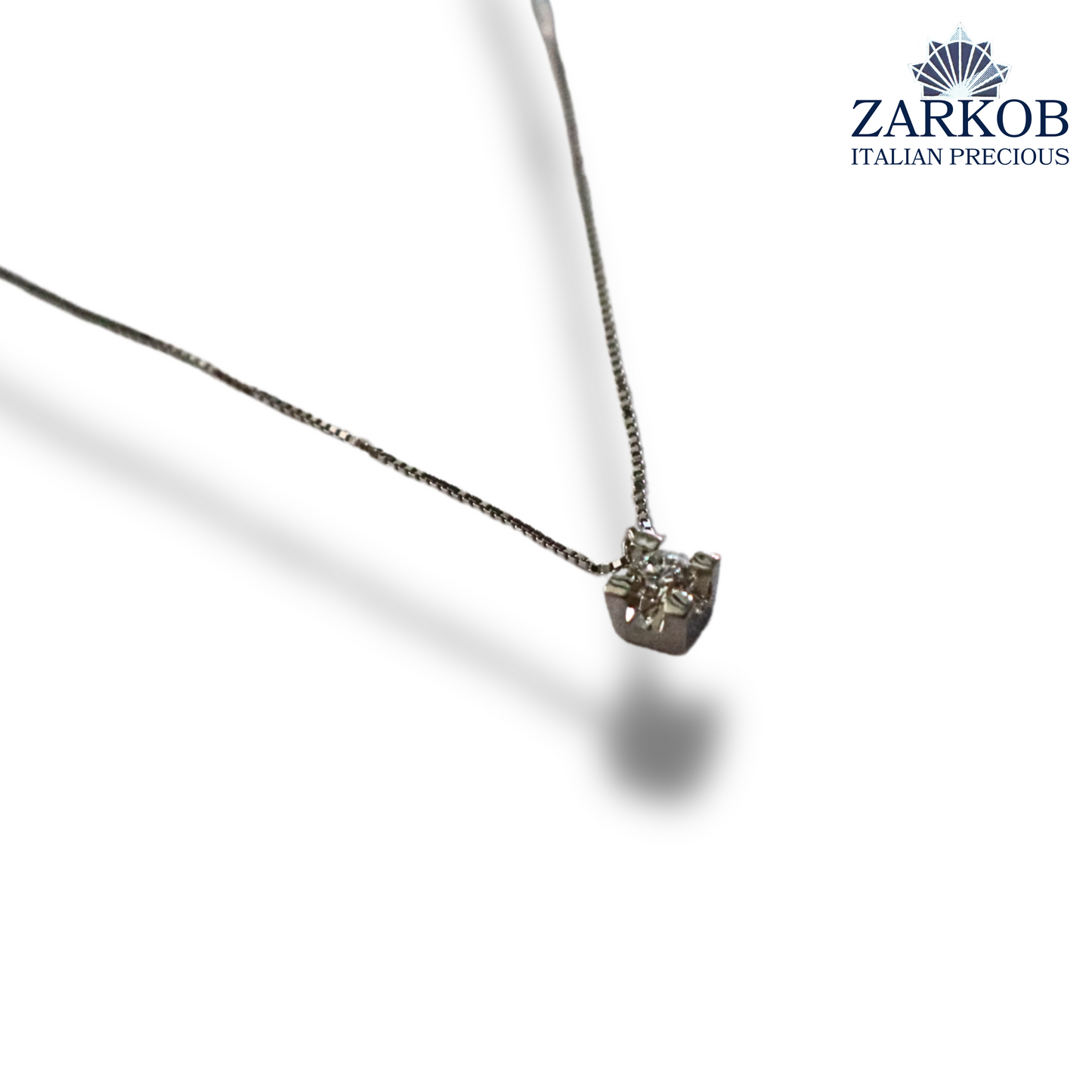 Collana Punto Luce in Oro Bianco 2,00 gr con Diamante Naturale 0,15 ct