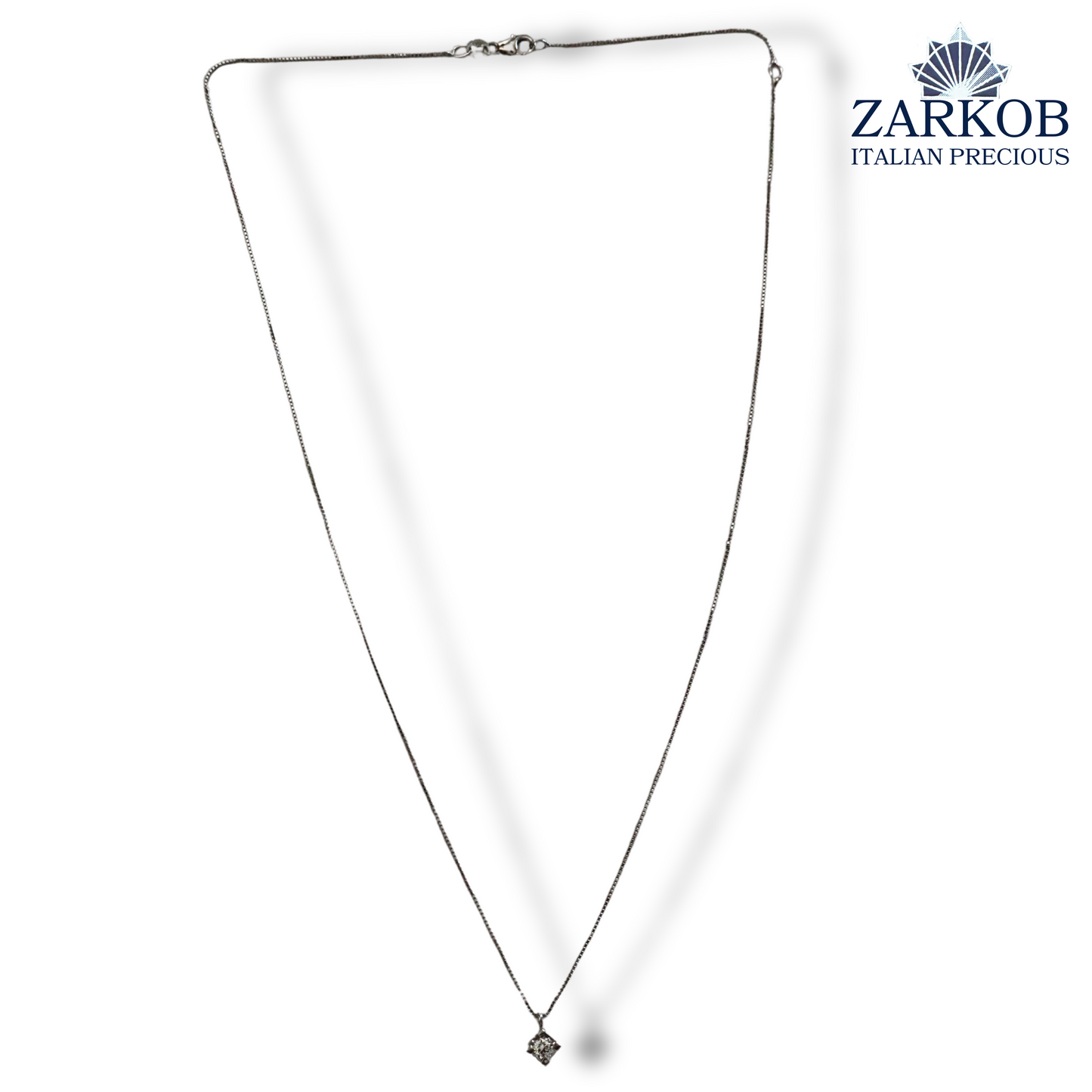 Collana Punto Luce in Oro Bianco 2,00 gr con Diamante Naturale 0,15 ct