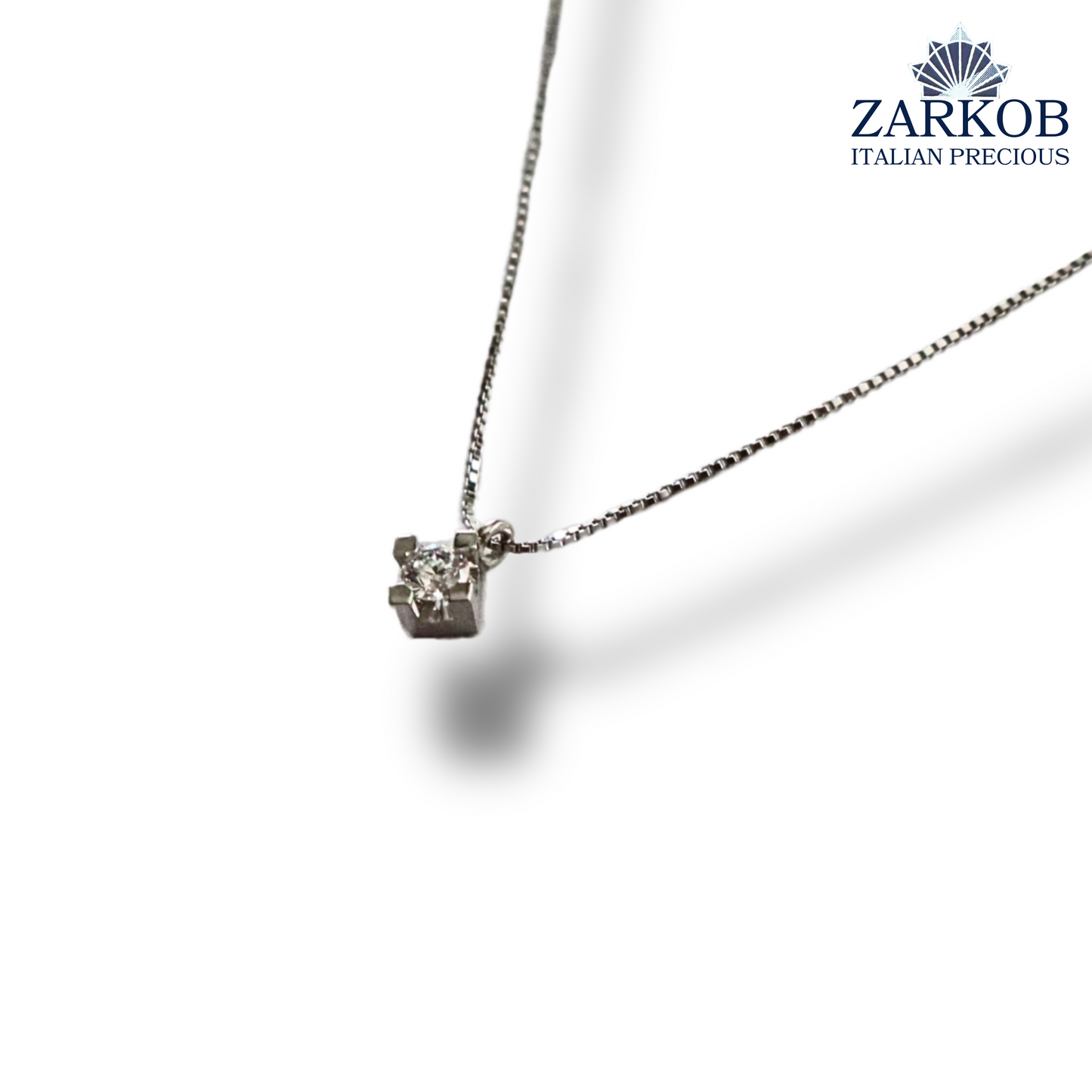 Collana Punto Luce in Oro Bianco 2,00 gr con Diamante Naturale 0,15 ct