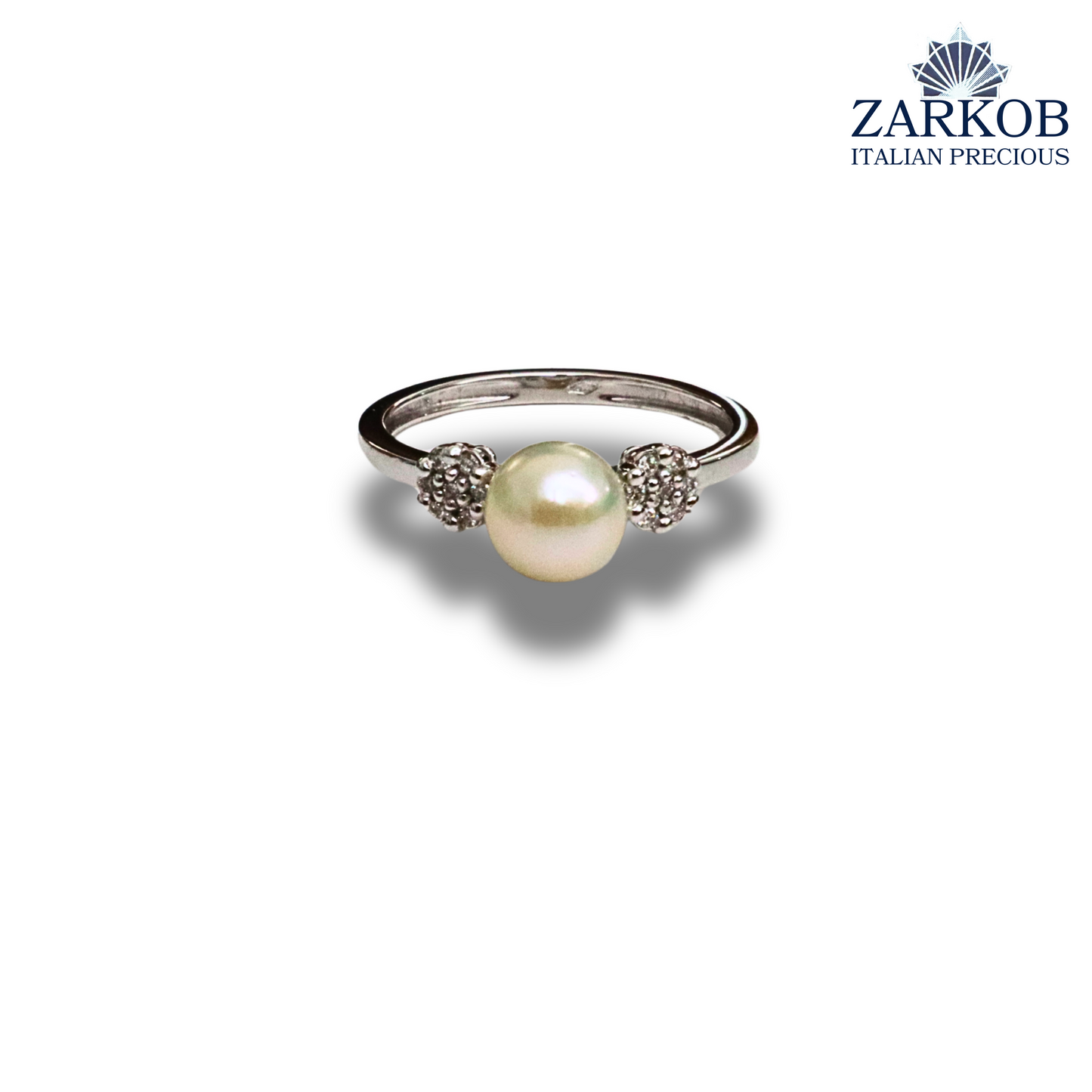 Anello Perla AK 6,5 e Diamanti 0,07 ct
