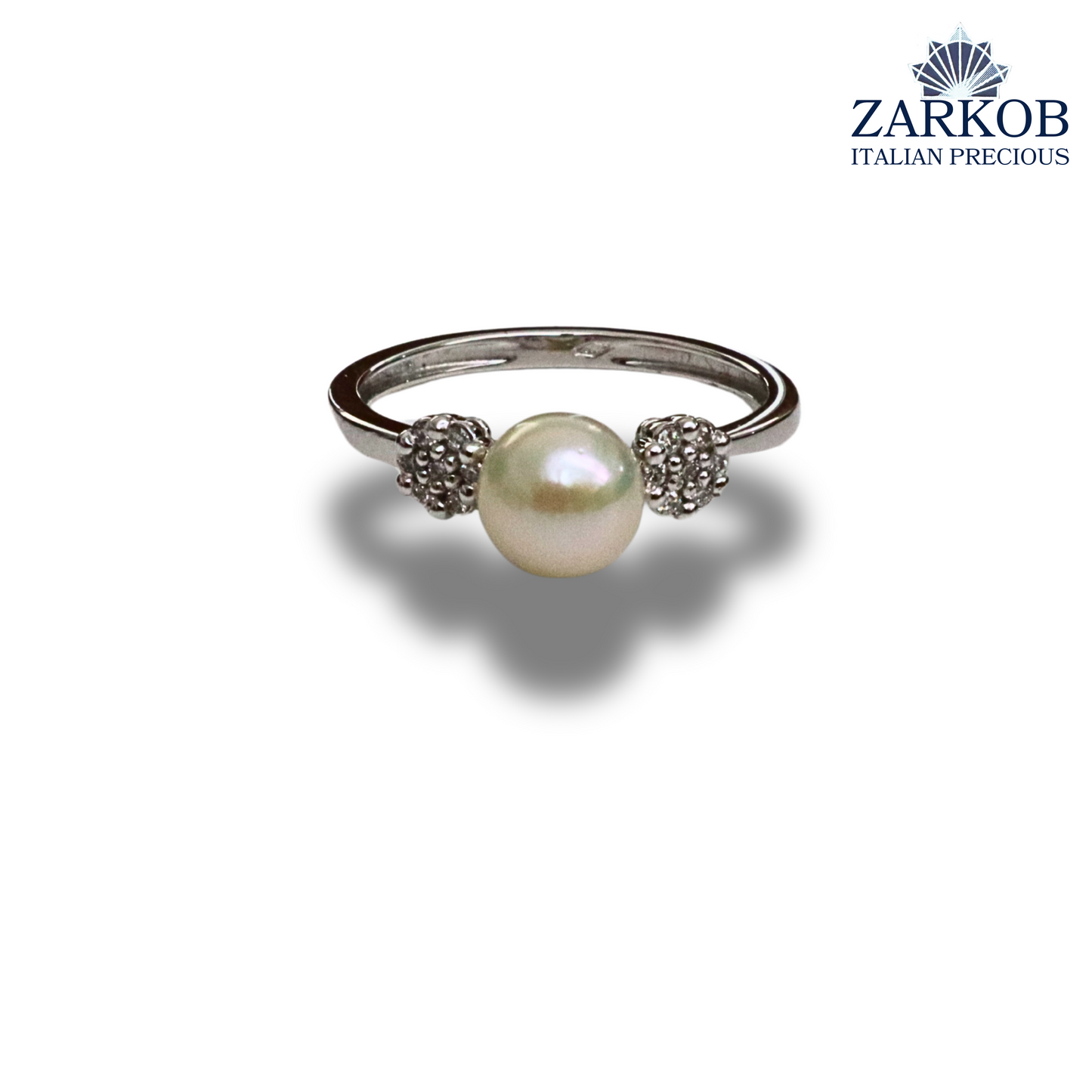 Anello Perla AK 6,5 e Diamanti 0,07 ct