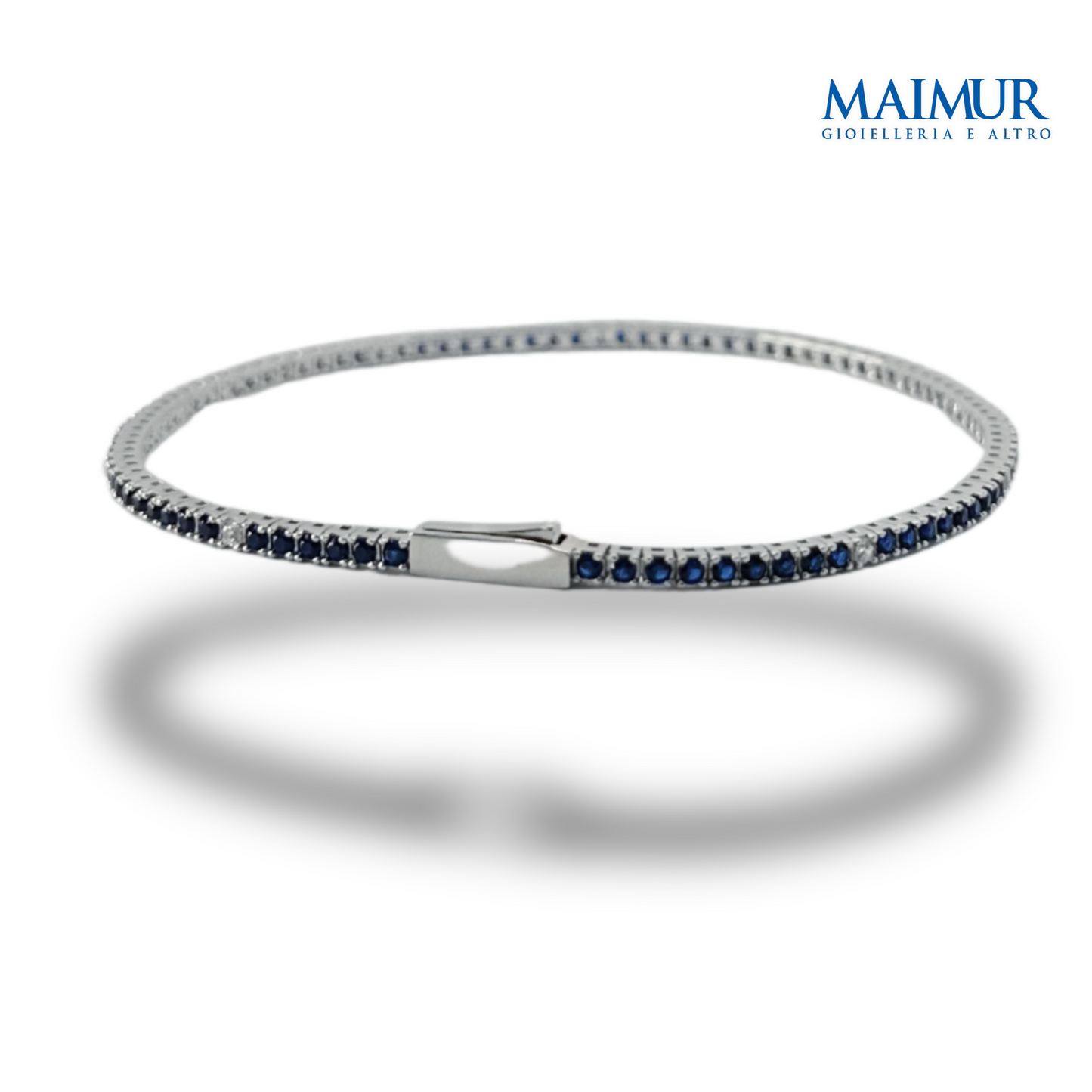 Bracciale Tennis in Argento Rodiato con Zirconi Blu e Bianchi 1,75/2,5 mm
