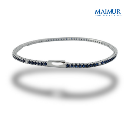 Bracciale Tennis in Argento Rodiato con Zirconi Blu e Bianchi 1,75/2,5 mm